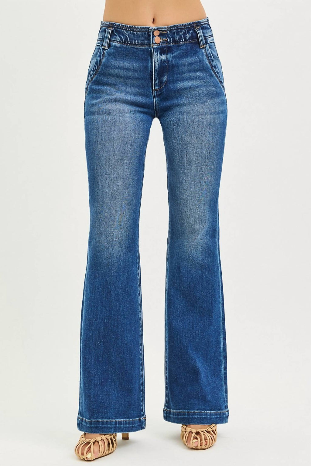 Risen - High Rise Double Button Down Jeans