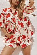 Fashionable and versatile lace print. stylish and casual Shorts Set