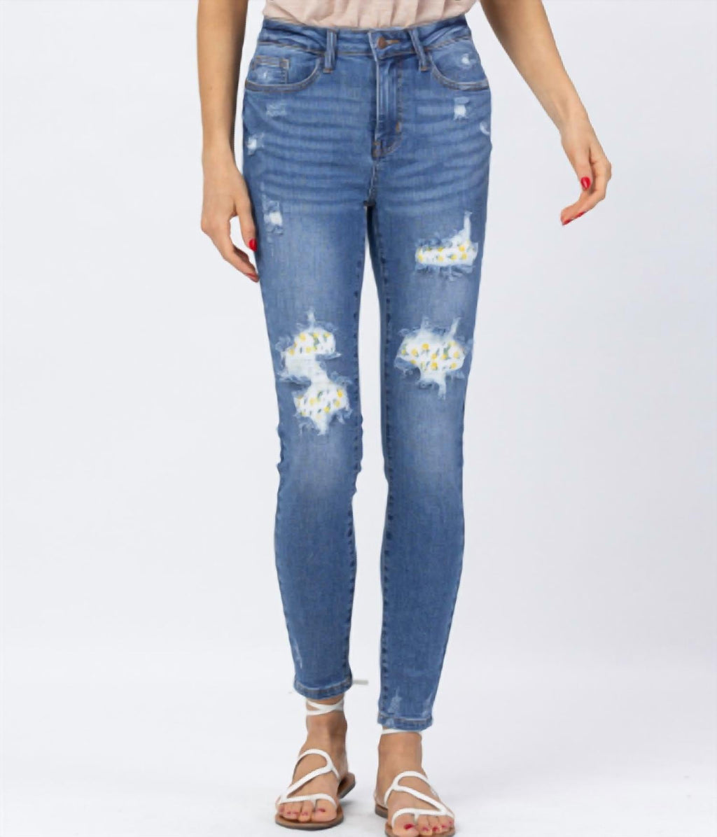 Judy Blue - High Waist Lemon Patch Skinny Jeans