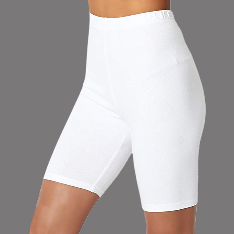 Daily Solid Elastic High Waist Stretch Biker Shorts