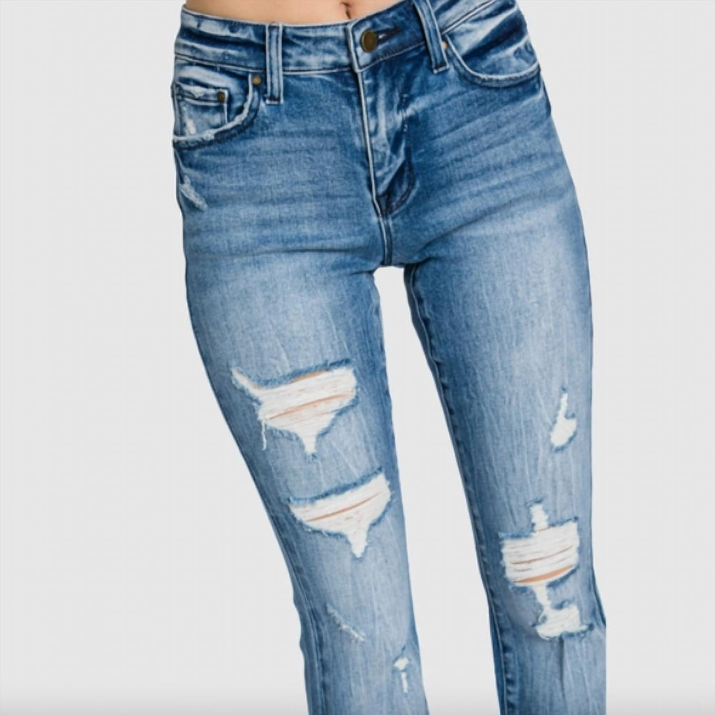 Petra153 - Mid Rise Stretch Flare Jeans