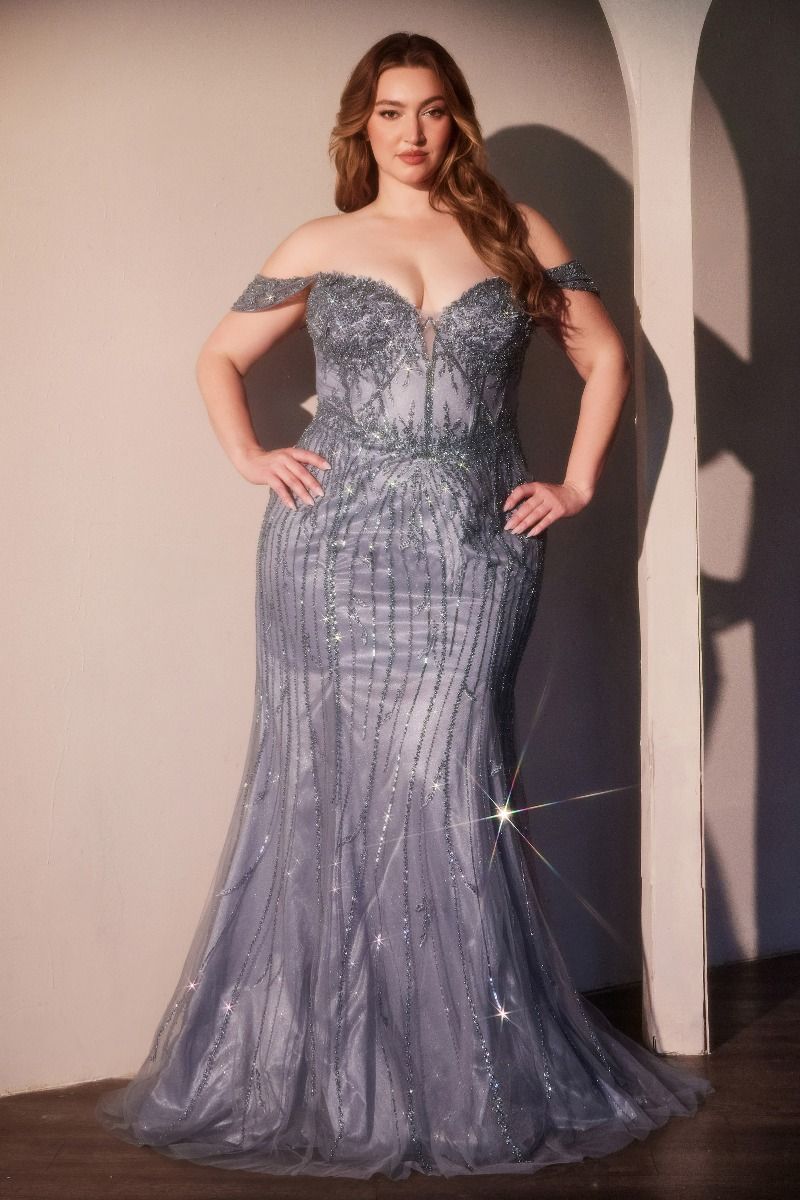 Annette Gown  - OFF THE SHOULDER FLORAL BEADED GOWN