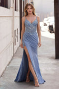 Marlowe Gown - Fitted Glitter Dress with Lace Appliqué