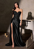 Leslie Gown ¨C Strapless Floral Beaded Evening Dress