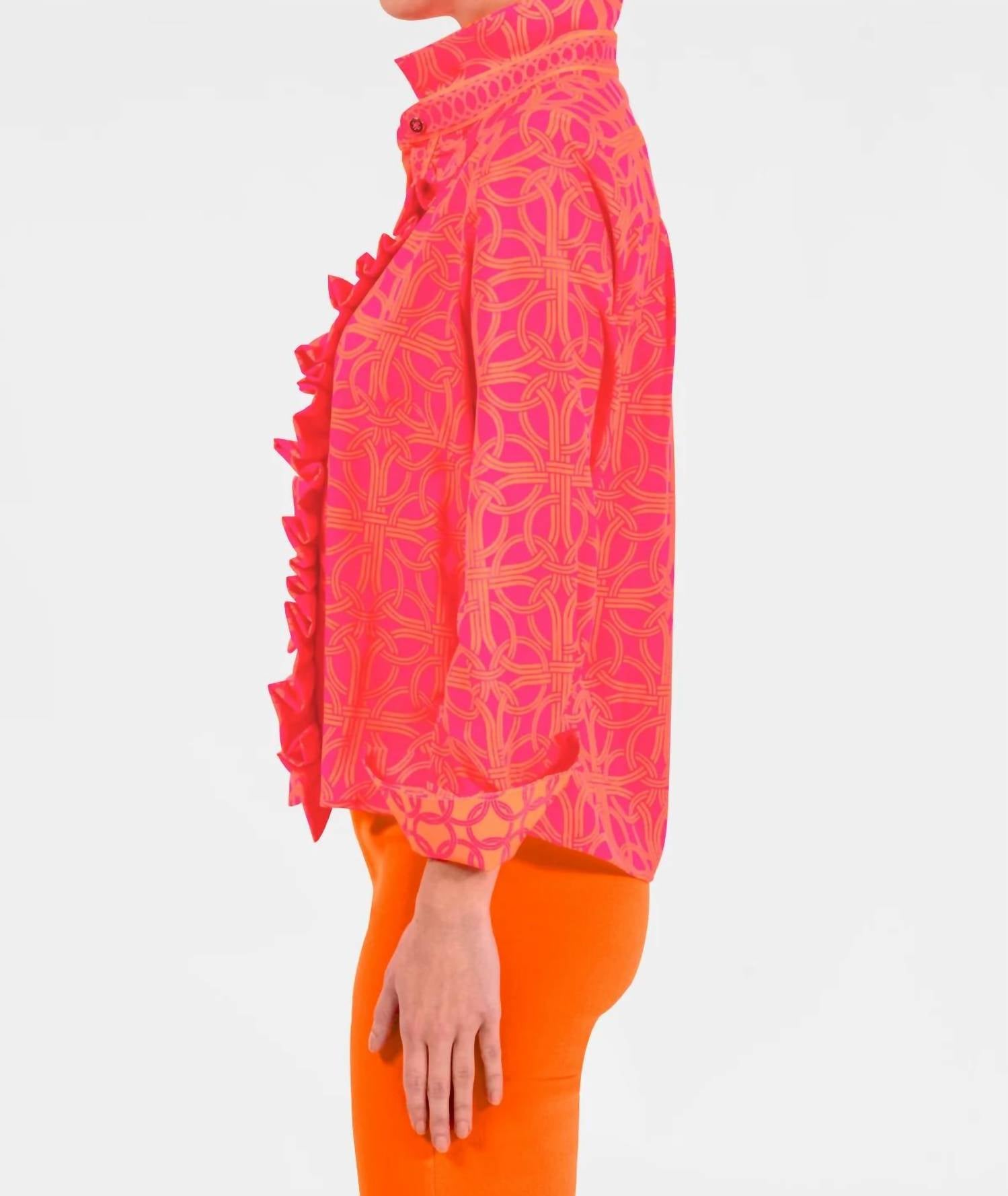 Gretchen Scott - Ring Toss Long Sleeve Ruffle Rumble Blouse