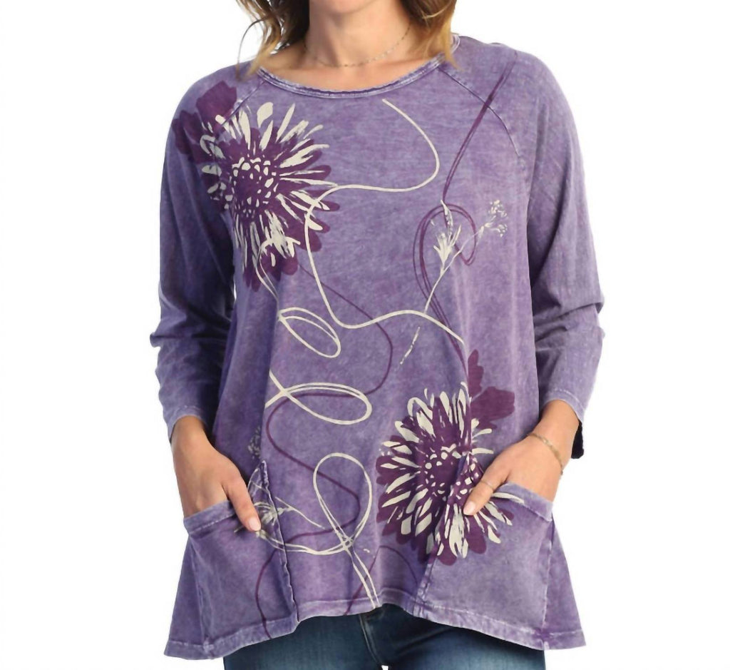 Jess & Jane - Carmen Mineral Washed Patch Pocket Tunic Top