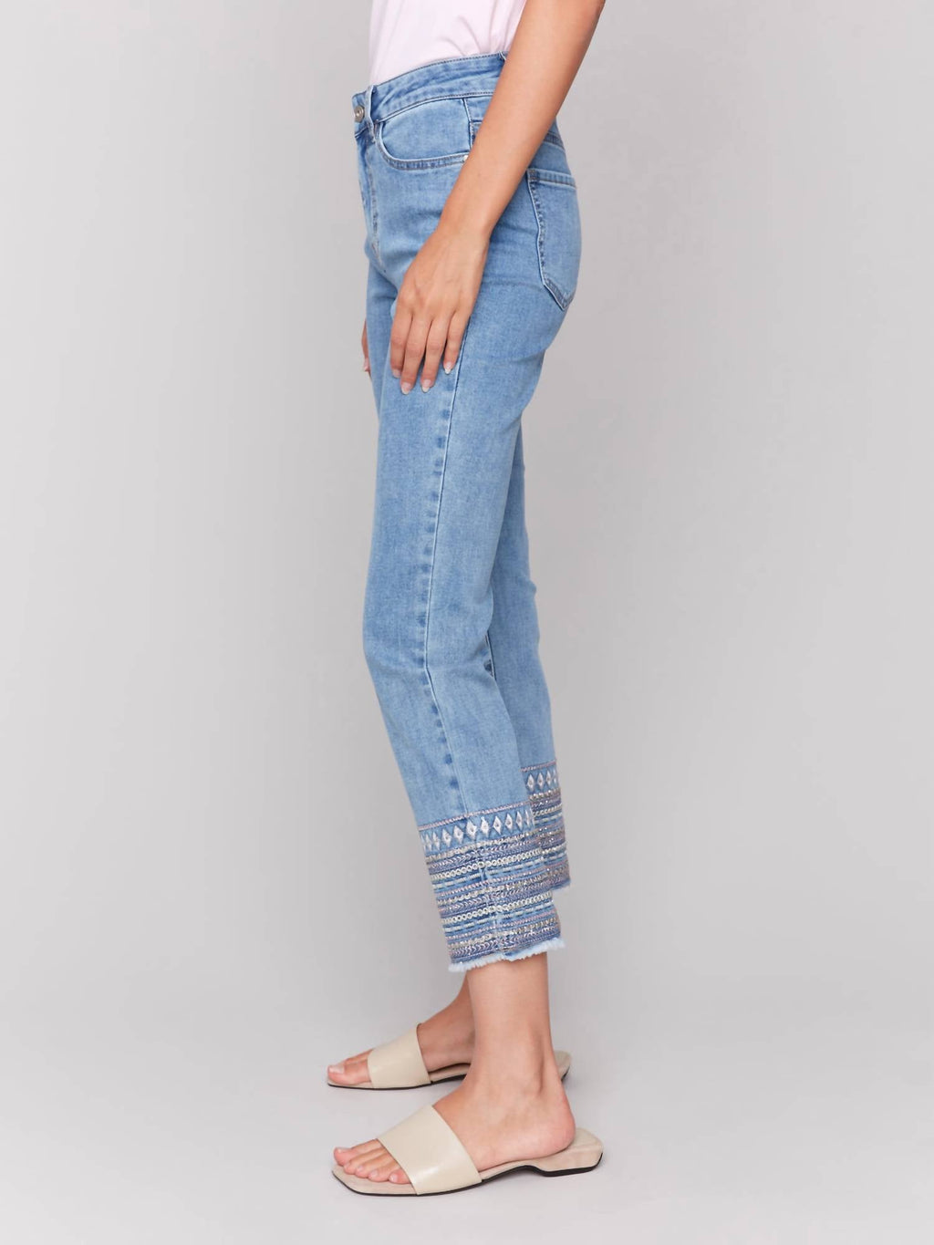 Charlie B - Briana Embroidered Hem Jean