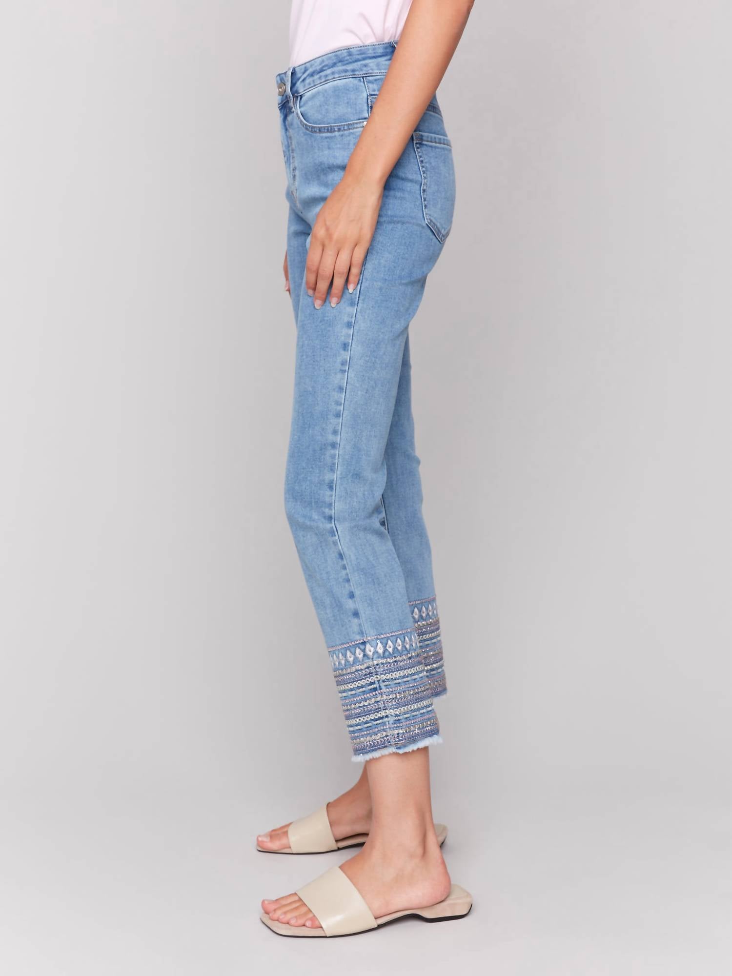 Charlie B - Briana Embroidered Hem Jean