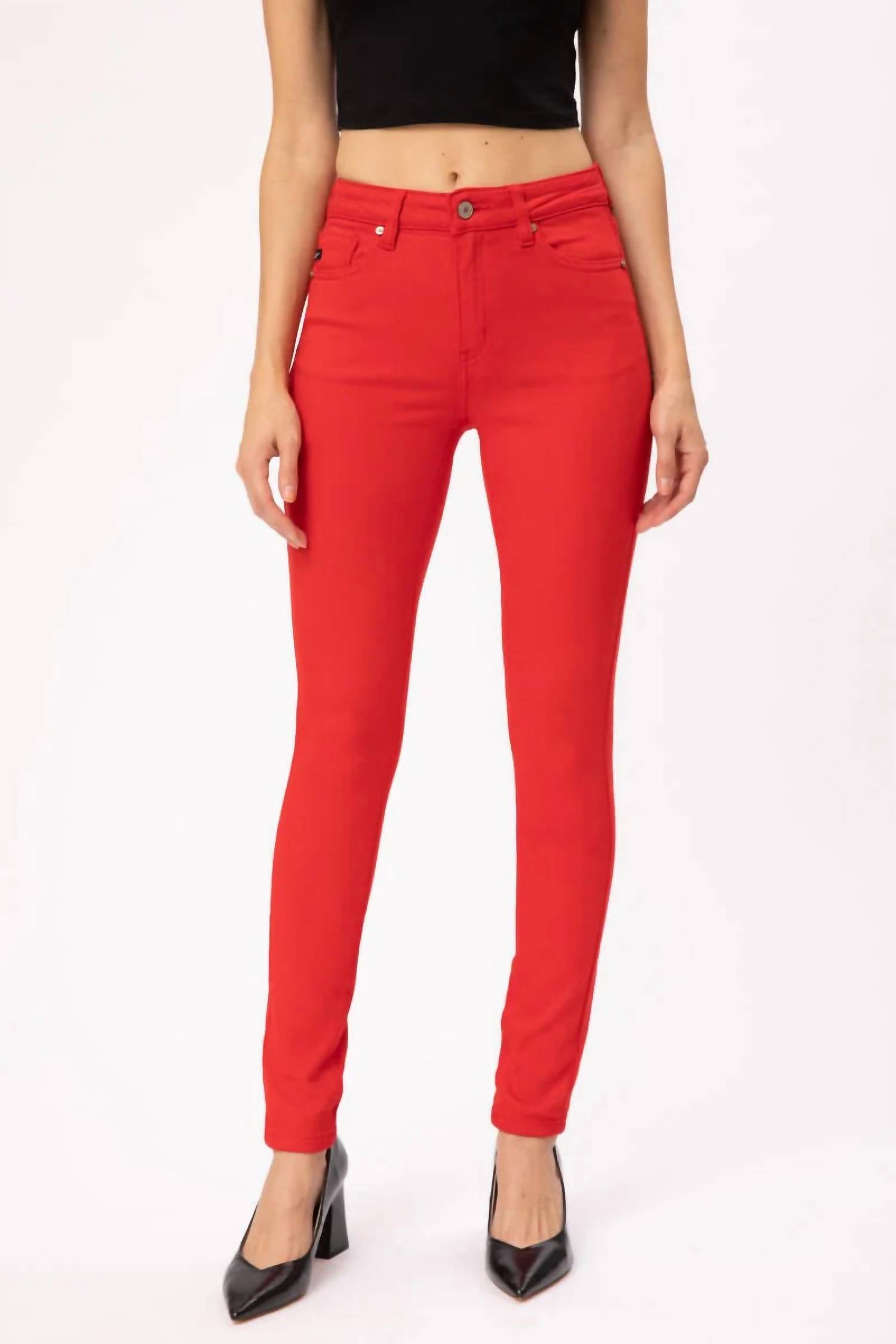 Kancan - High Rise Skinny Red Jeans