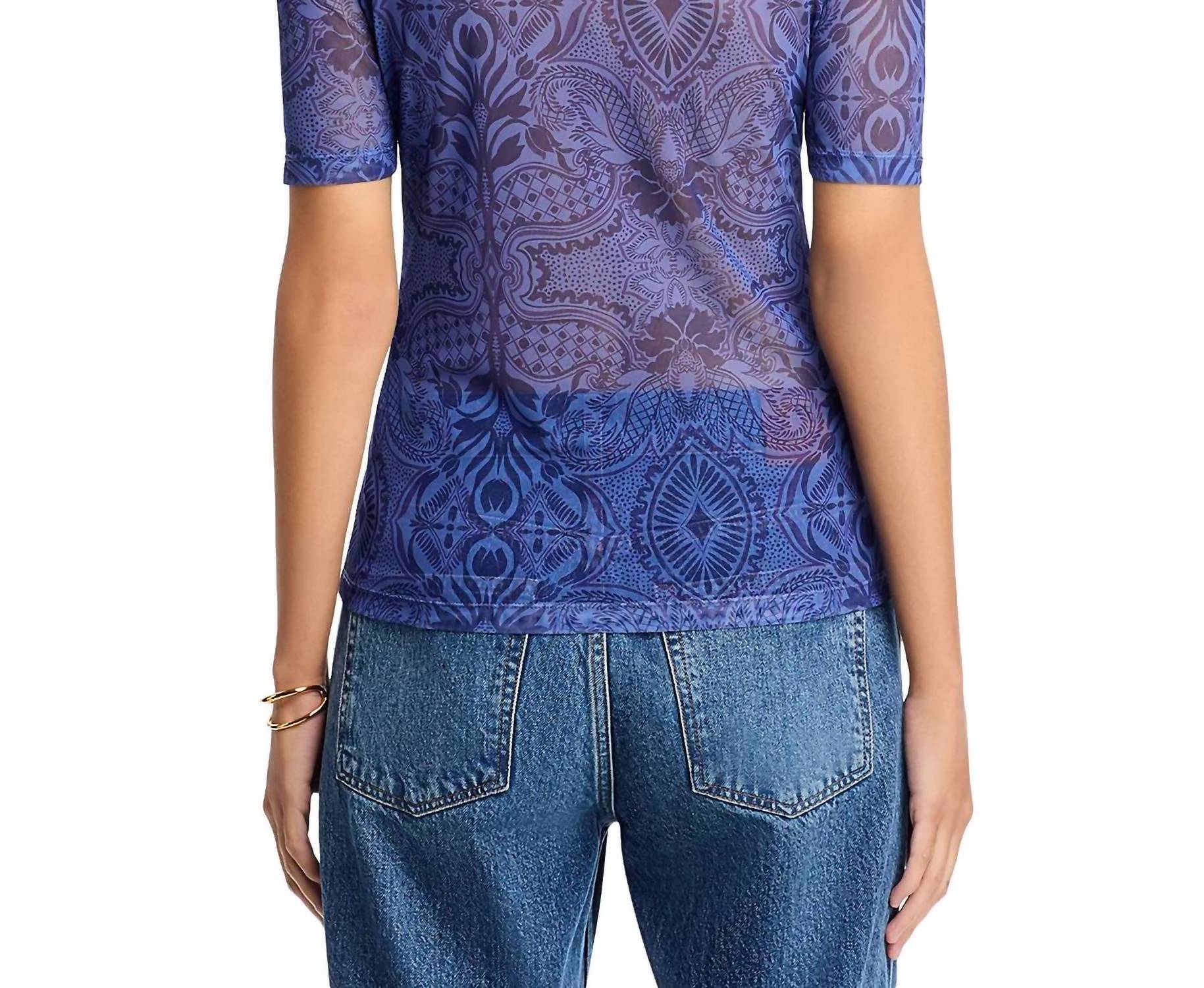 Johnny Was - MESH ELBOW SLEEVE MOCK NECK TOP