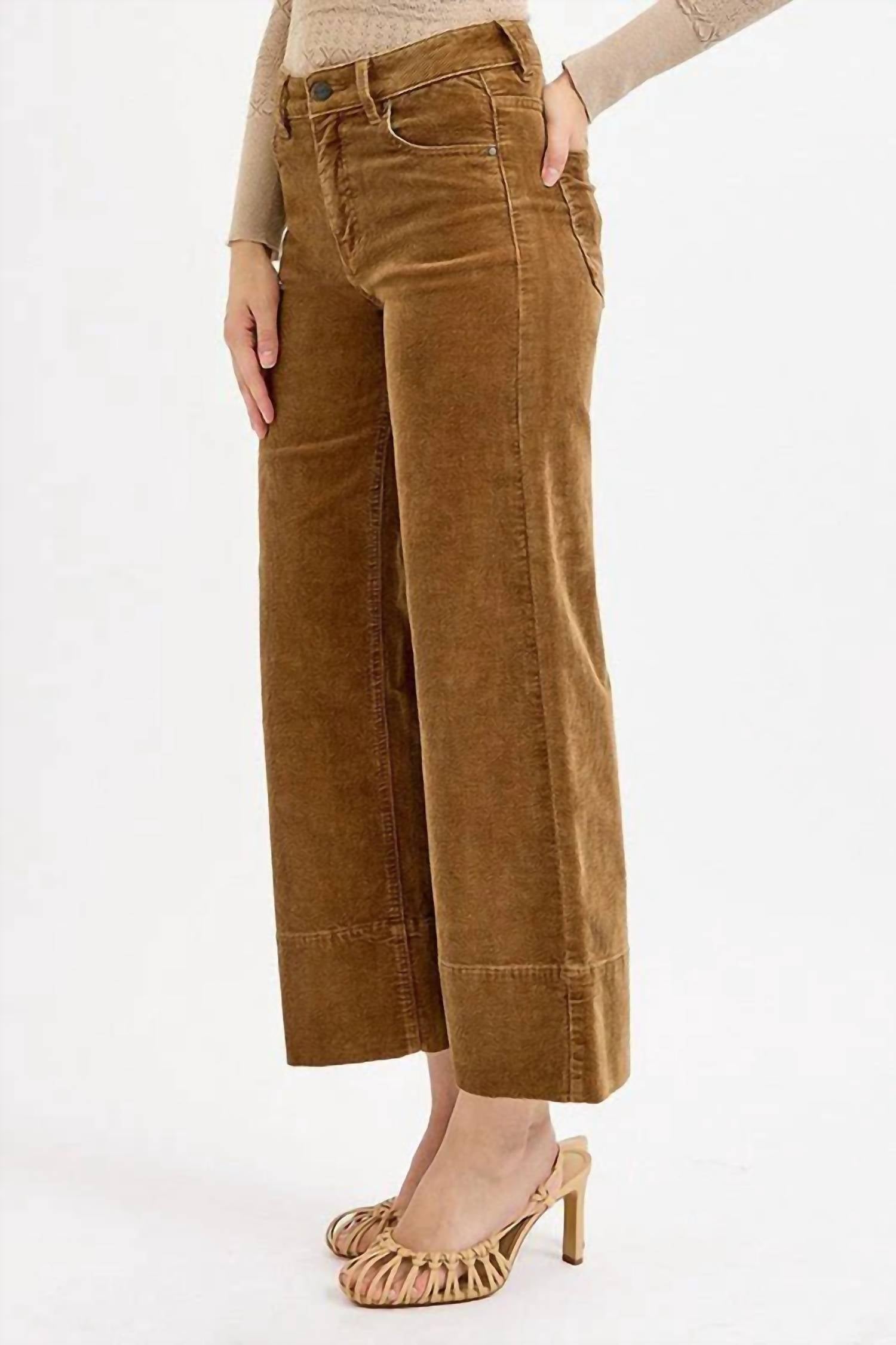 Risen - High Rise Crop Wide Corduroy Pants