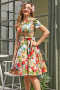 Helma Retro Printed Belted Cotton Shirt Mini Dress