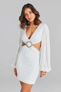 Perfect Vacation Long Sleeve  Cutout Mini Dress