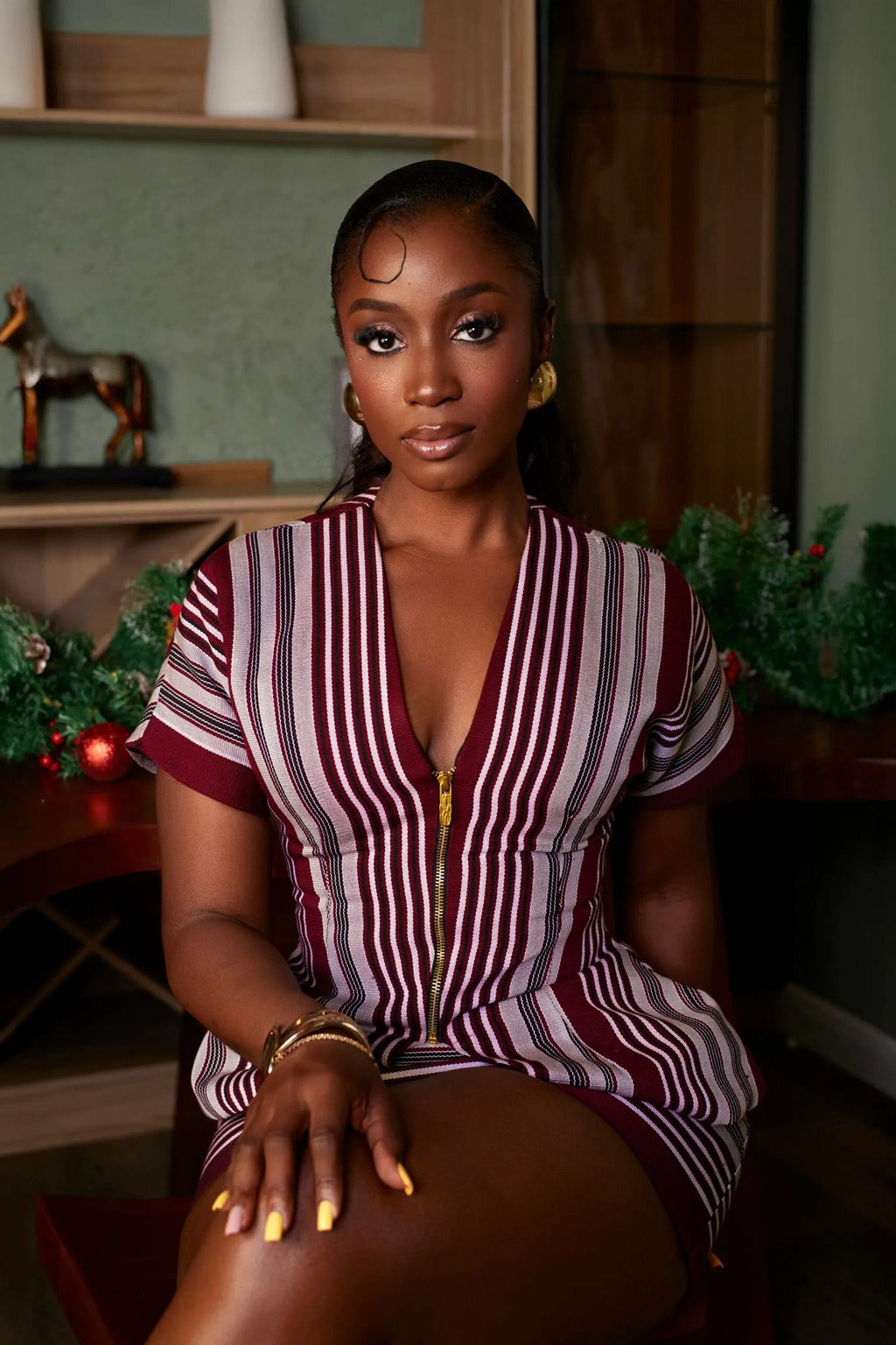 Inspired Burgundy Mini Skirt Set