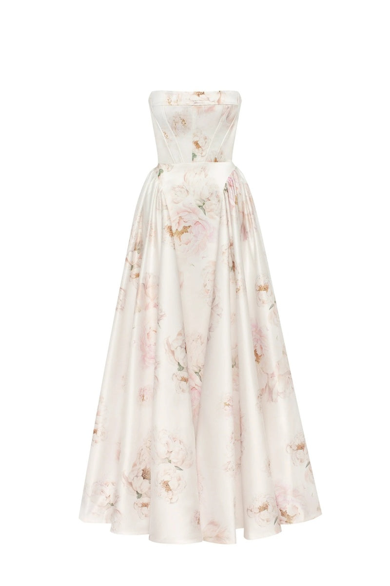 Pink Peony Off-the-Shoulder Maxi Dress