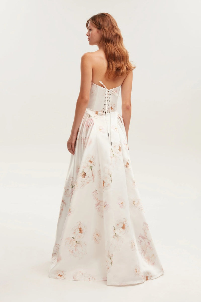 Pink Peony Off-the-Shoulder Maxi Dress