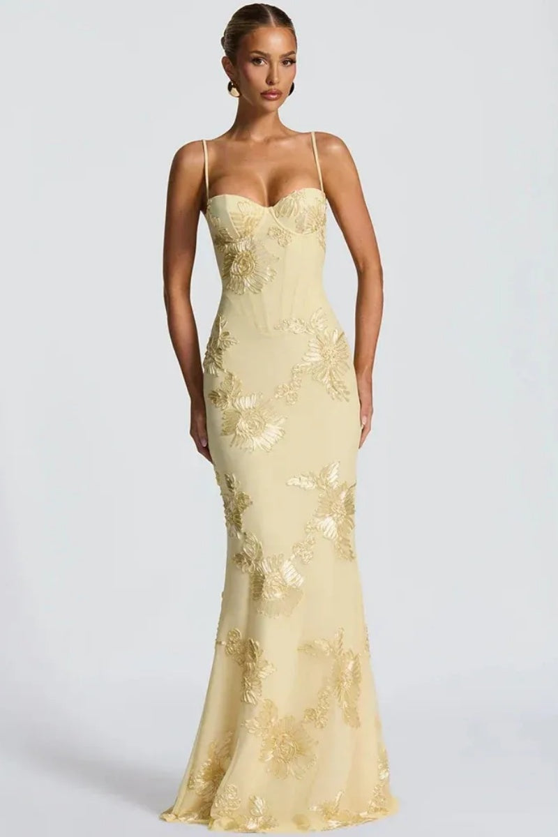Elegant Slim Mesh Maxi Dress