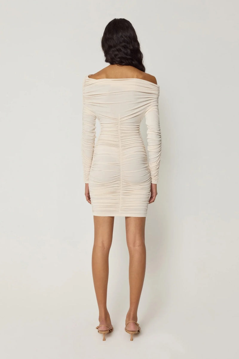 Long Sleeve Ruched Mini Dress