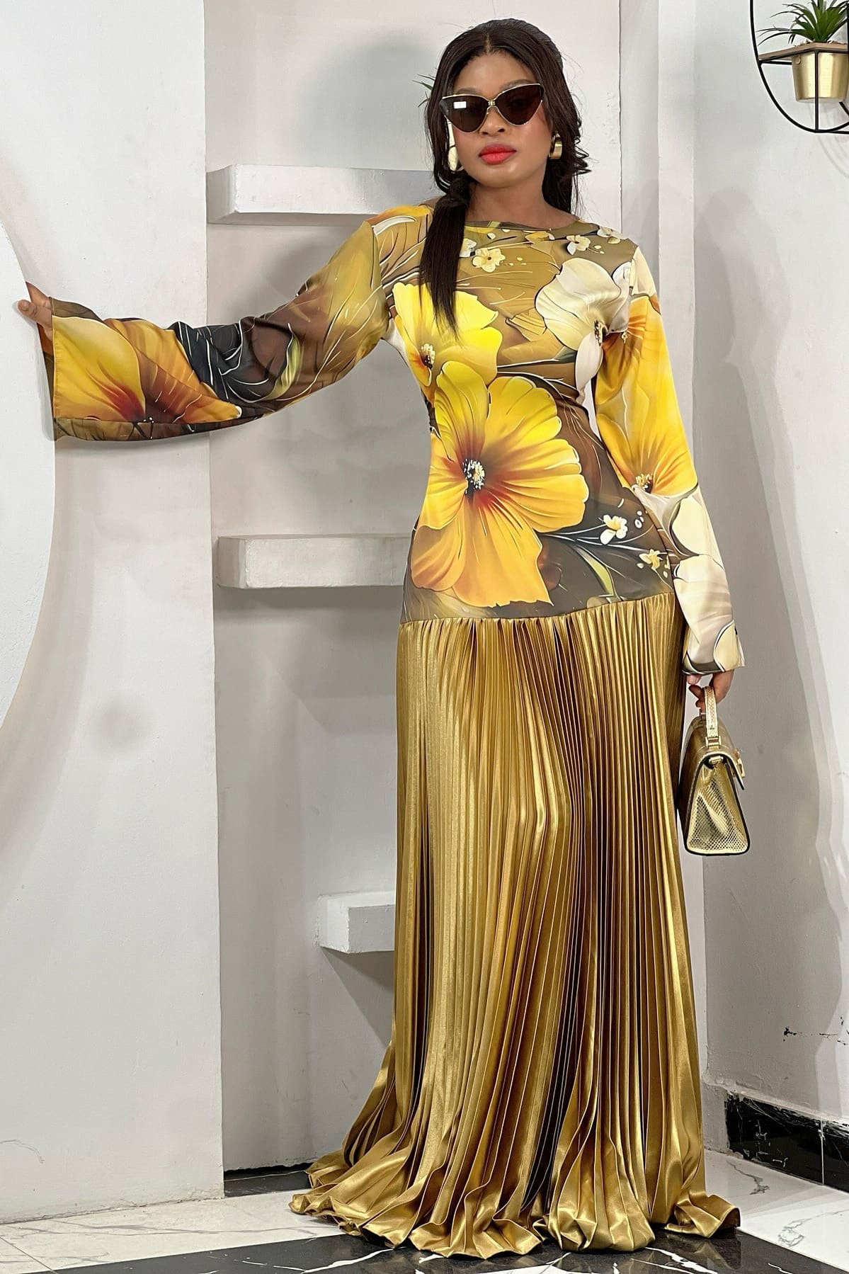 Aurora Pleated Maxi Dress
