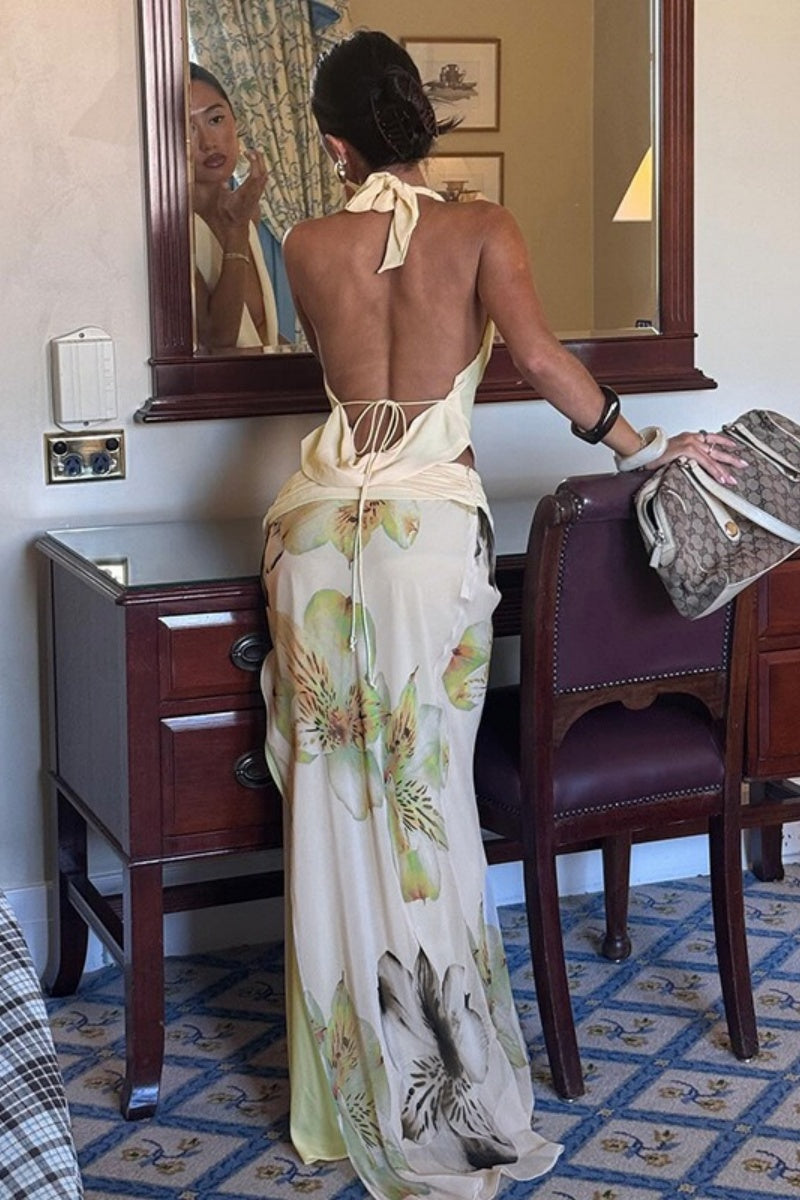 Butter Yellow  Piece Maxi Skirt Set