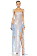 Magnetic Sensation Sequin Ruffled Maxi Dress
