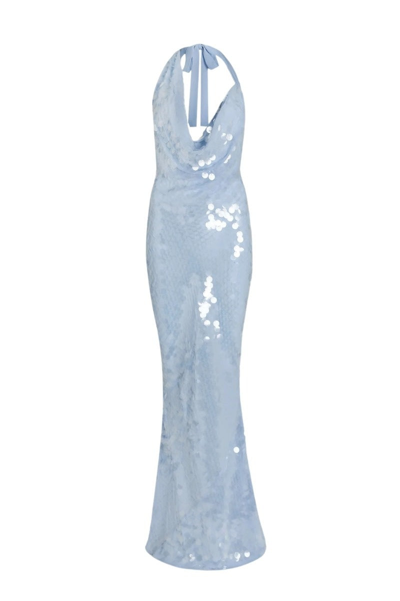 Sexy Halterneck Sequined Maxi Dress