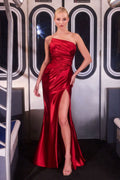 Baylor Gown - Asymmetric Strapless Liquid Satin Dress