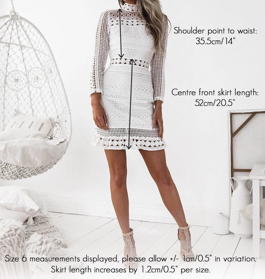 The Riverdale Mini Dress ¨C White Lace Long Sleeve Dress - FINAL SALE