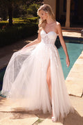 SOLAINE GOWN - OFF WHITE - STRAPLESS BUSTIER CORSET A-LINE DRESS