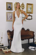 Tessa Gown - Off White Mermaid Halter Satin Gown